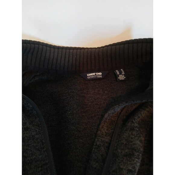 Lands End Outfitters Mens XLG Sweater Black Jacket Ribbed Sleeves Full Zip - Picture 12 of 16